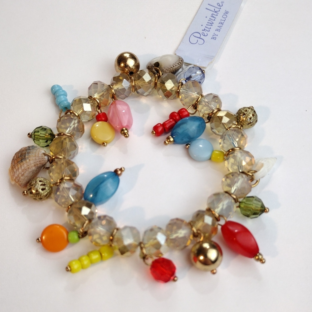 NEW Periwinkle by Barlow Bracelet Beaded Seashell Multi Color Beads